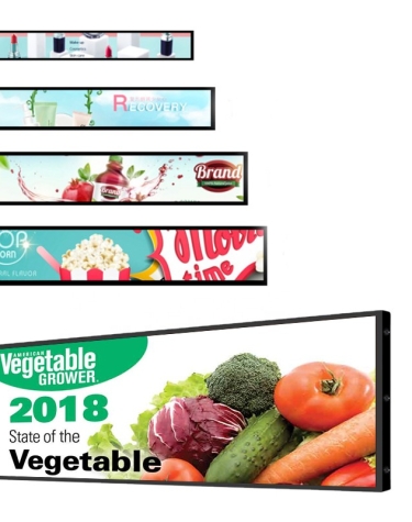 Supermarket Slim Digital Signage Shelf Edge Advertising Screen Strip Ultra Wide LCD Monitor