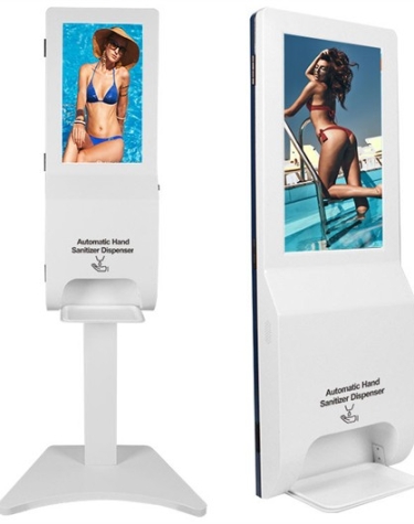 Hand Sanitizer Kiosk with 21.5 Inch Digital Display and Auto Temp Measurement